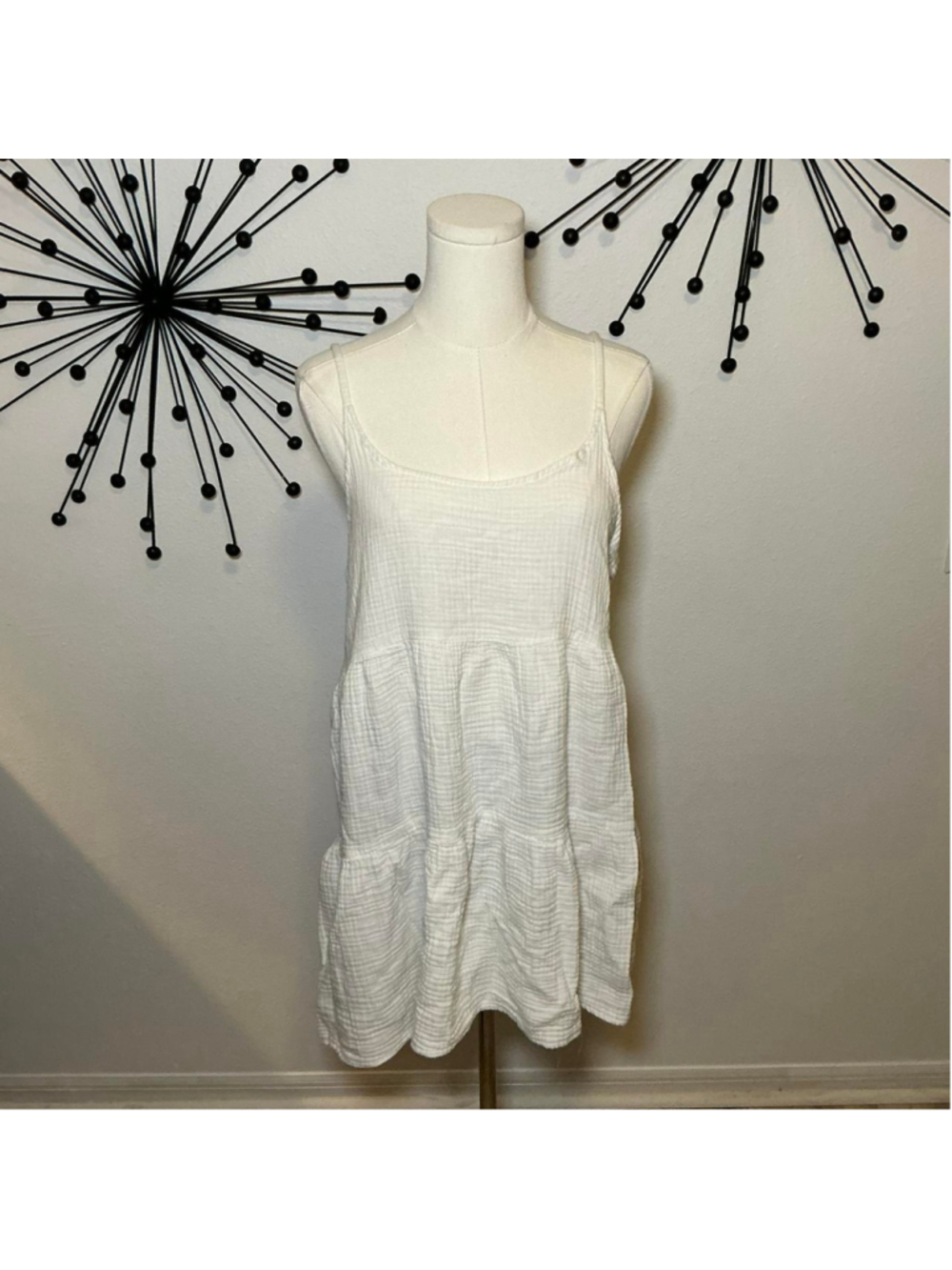 Wild Fable White Gauze Babydoll Mini Dress Medium Boho